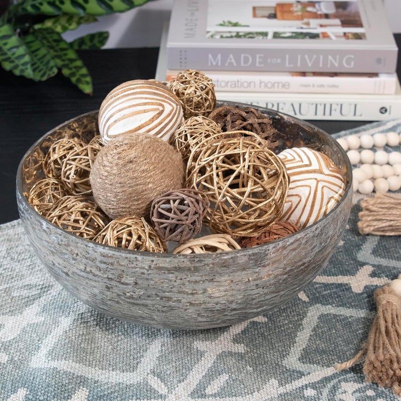 ANDALUCA Decorative Balls & Orbs Gold Natural Bag Bowl Filler Home Decor (Gold) - Image 4